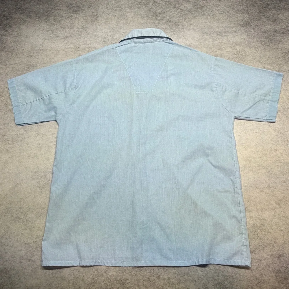 Vintage Manchester Makers Pajama Shirt Blue Short Sleeve Boxy 90s Mens Medium